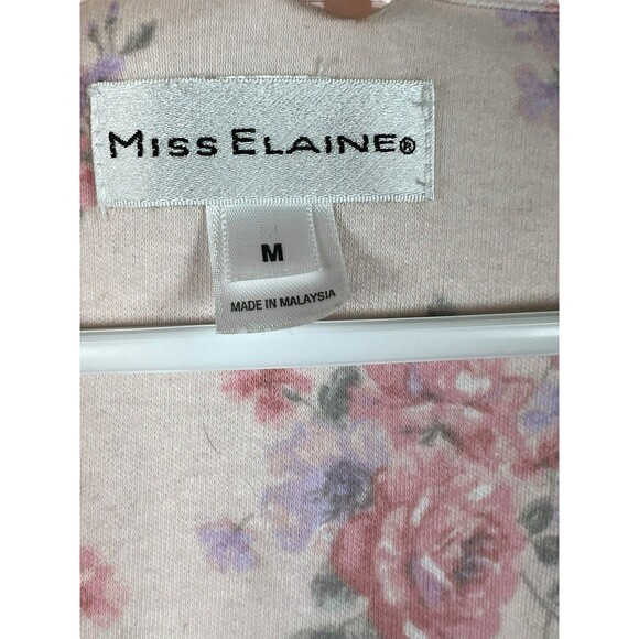 Miss Elaine Nightgown Womens Sz M Pink Floral Lace Long Sleeve Cottage Prairie - Picture 7 of 12